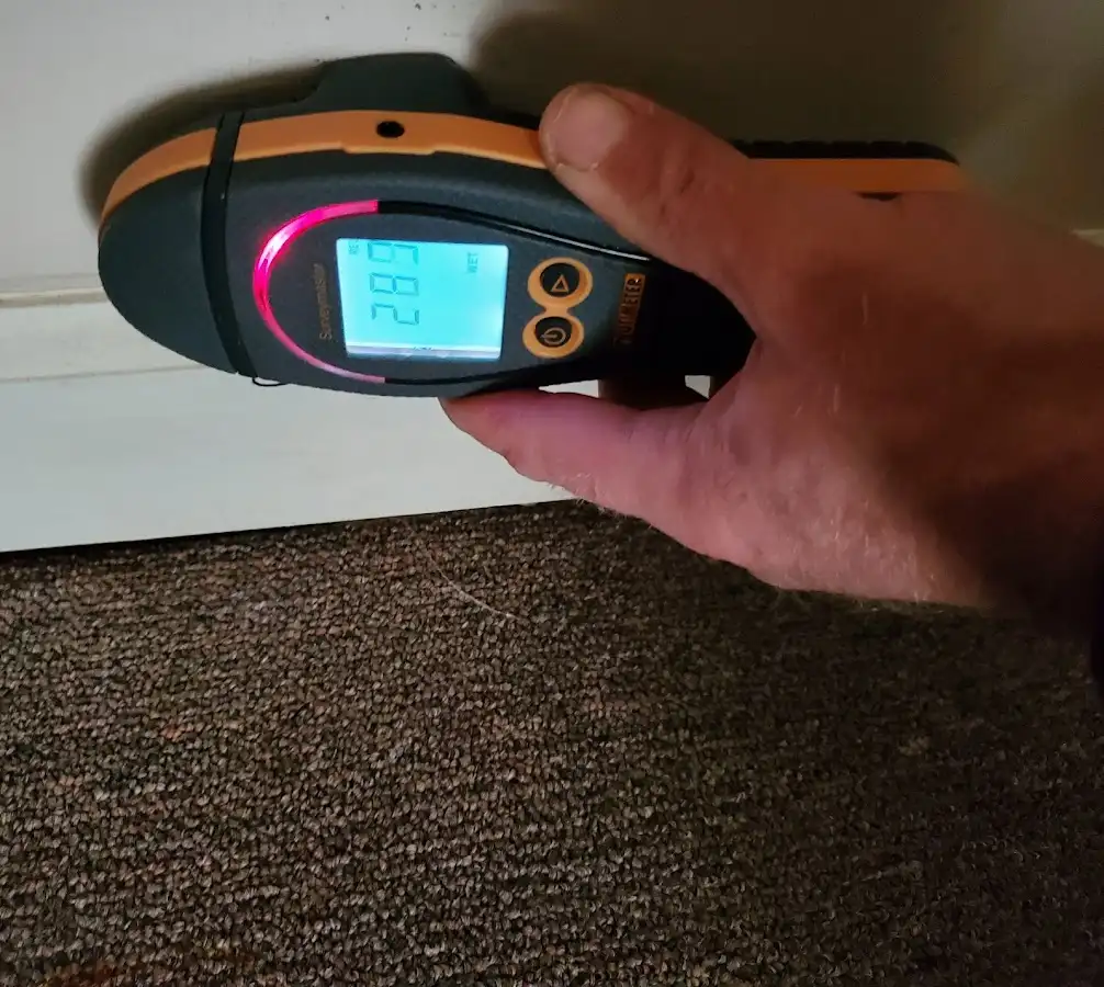 Moisture detection at baseboard during Sewage Cleanup & Sanitation in Chanute